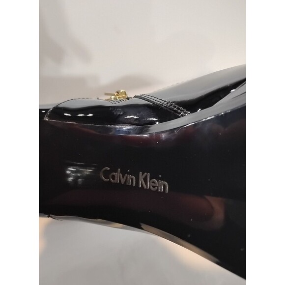 Calvin Klein Women's Black Patent Leather Platform Ankle Boots - Size 11 - Picture 10 of 10